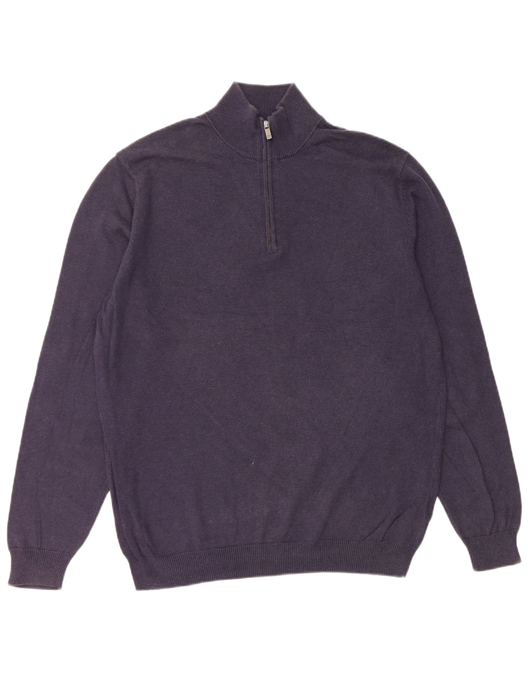 MASSIMO DUTTI Męski sweter zapinany na zamek, duży, granatowy, bawełniany