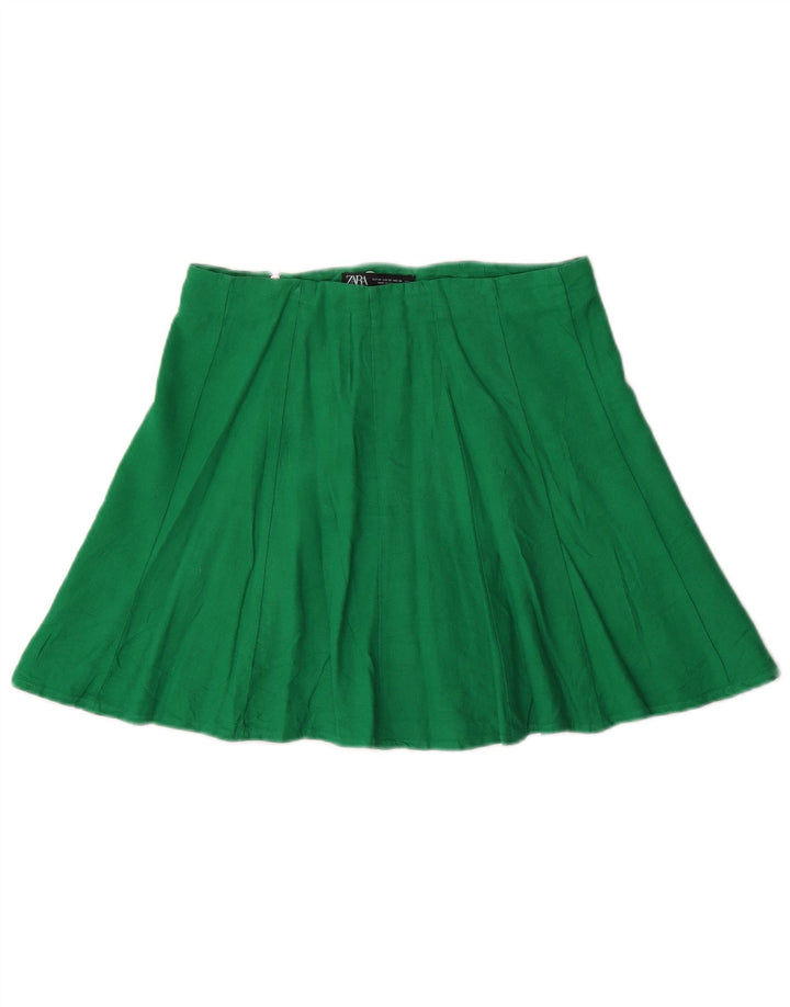 Damska mini spódniczka Zara XS W24, zielona lniana
