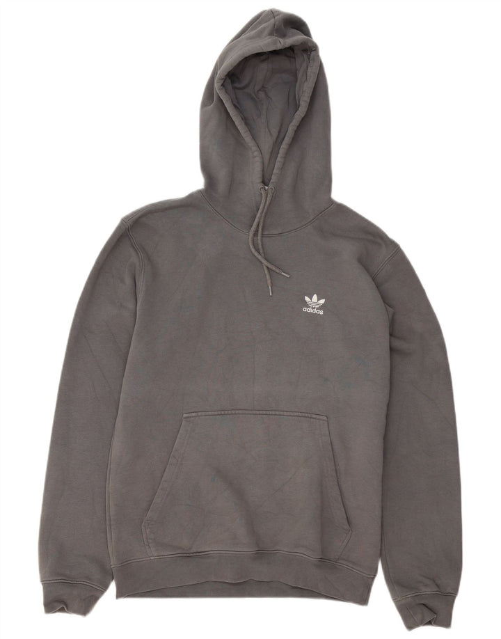 Adidas Męska bluza z kapturem, mała, szara, bawełniana