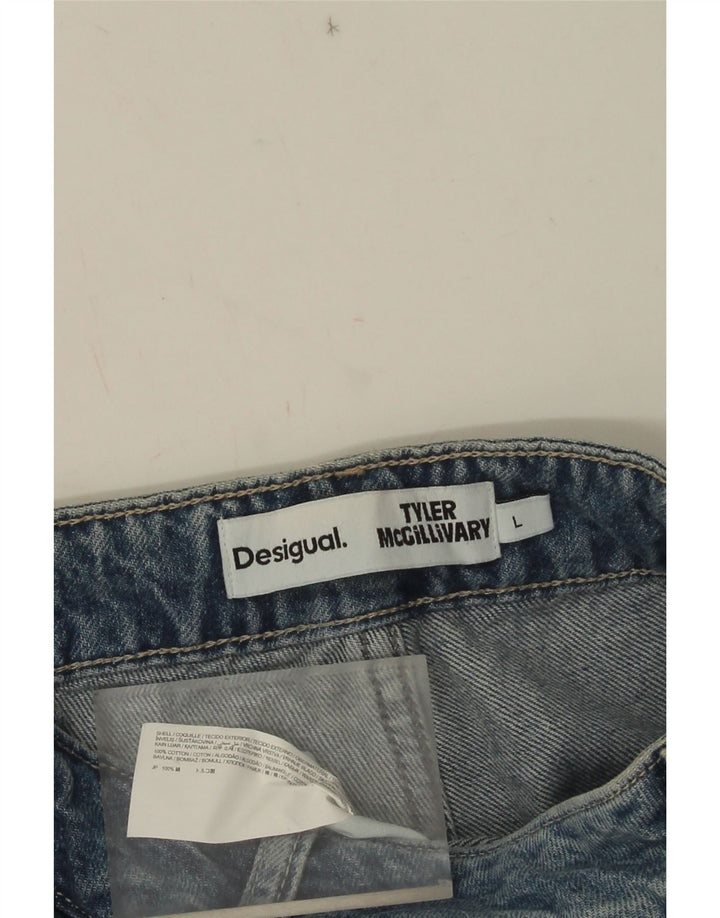 Desigual Damskie Rozkloszowane Dżinsy Duże W32 L30 Niebieskie Patchworkowe Bawełniane