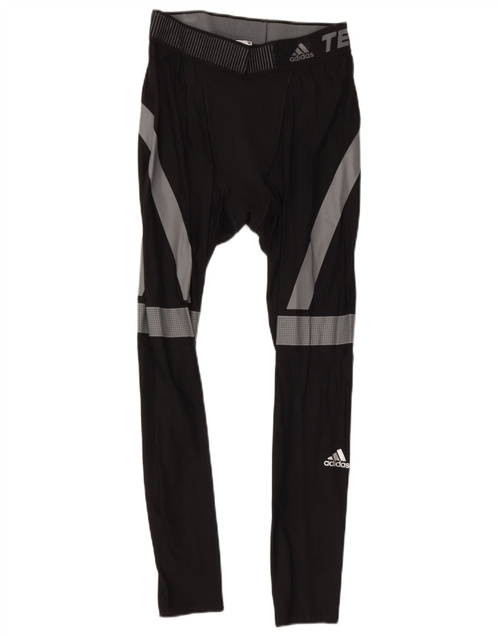 Męskie legginsy Adidas Tech Fit, duże, czarne, z blokami kolorów, poliamid