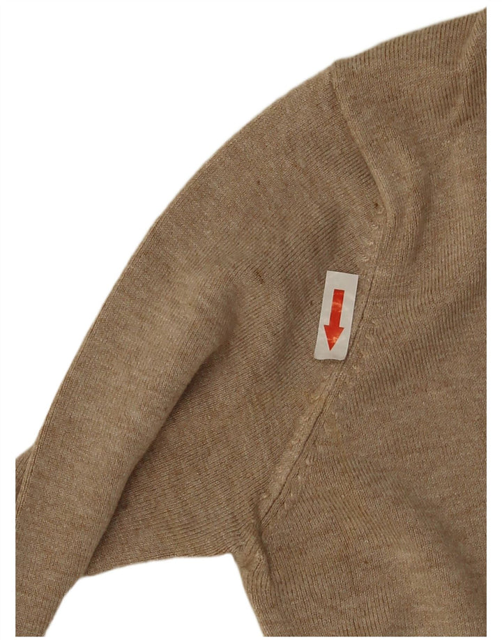 Sweter damski Zara z dekoltem w kształcie litery V, UK 10, mały, beżowy sztuczny jedwab