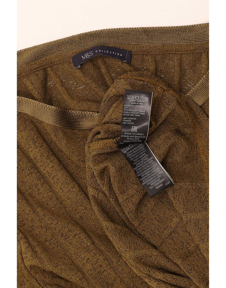 Marks & Spencer Damski top z długim rękawem, UK 12, średni, khaki, poliester