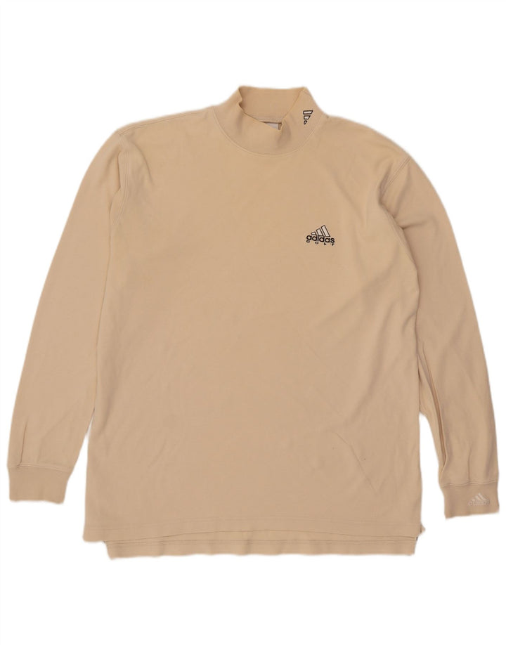 Adidas Męski Top Z Długim Rękawem UK 38/40 Średni Beżowy Bawełna