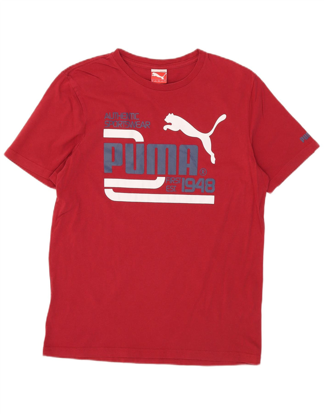 Męska koszulka z grafiką Puma, bawełniana, średnia czerwona