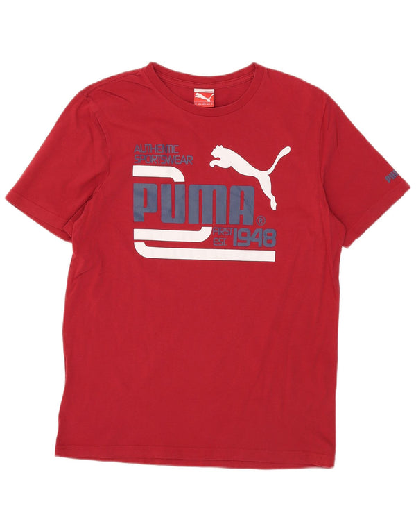 Męska koszulka z grafiką Puma, bawełniana, średnia czerwona
