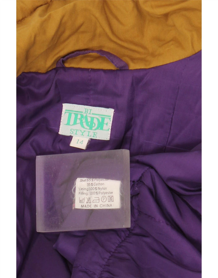 Vintage damski płaszcz wiatrówkowy oversize UK 14, duży fioletowy poliester