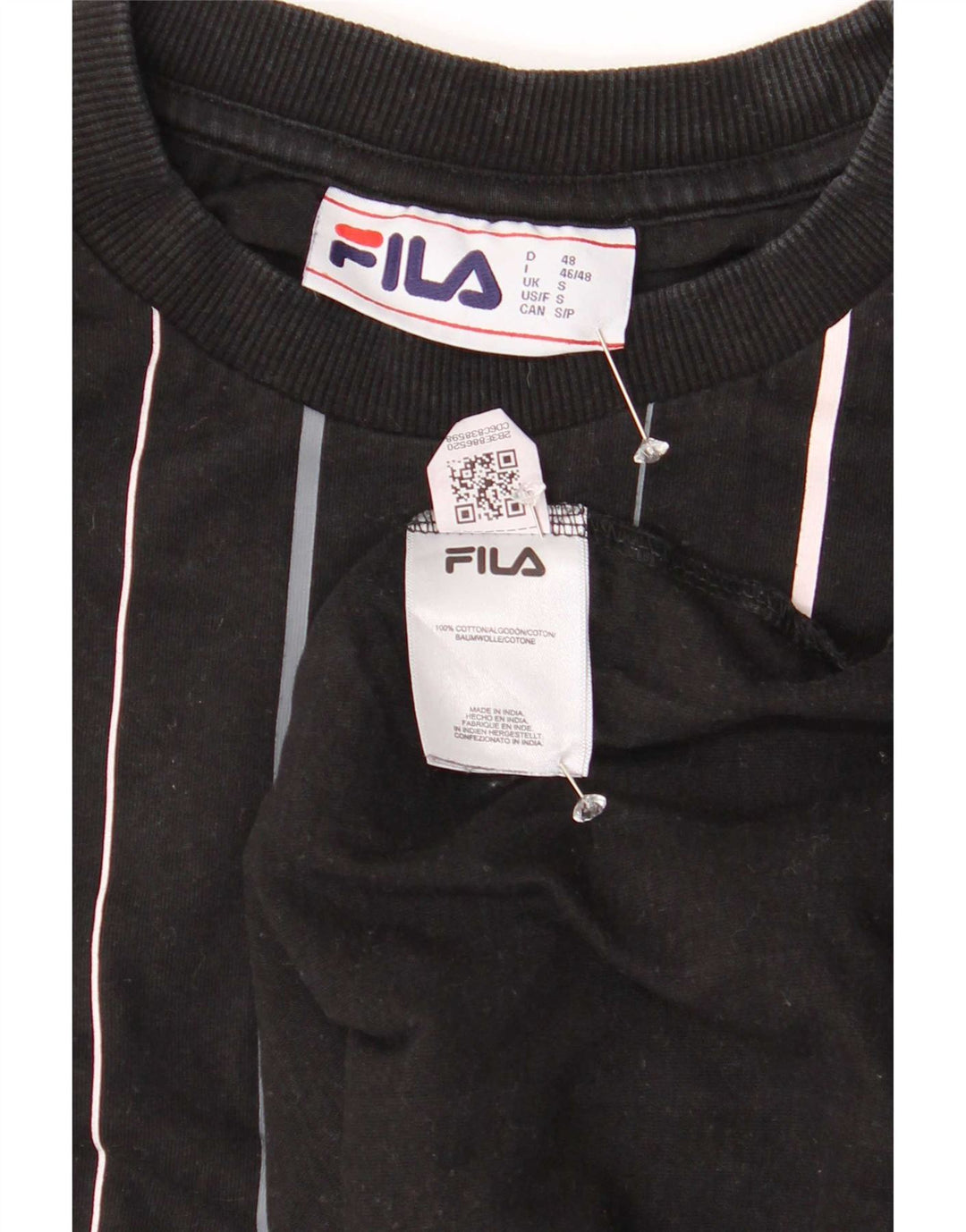 T-shirt męski Fila Top, mały, czarny, bawełniany w paski