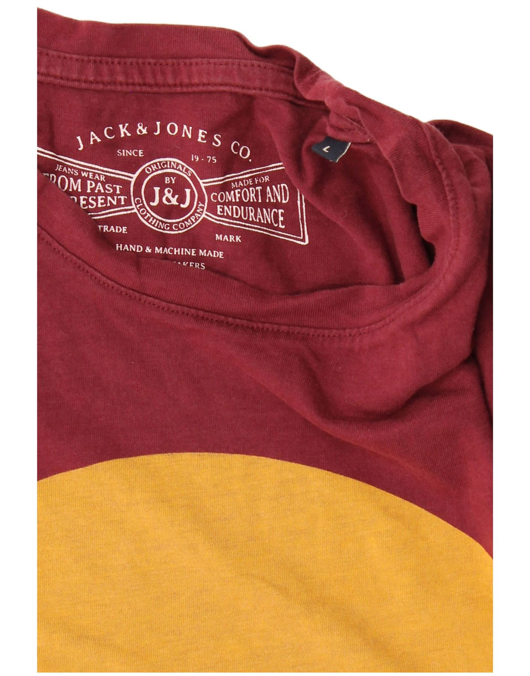 Męski T-shirt z grafiką JACK & JONES, duży, bordowy, bawełniany