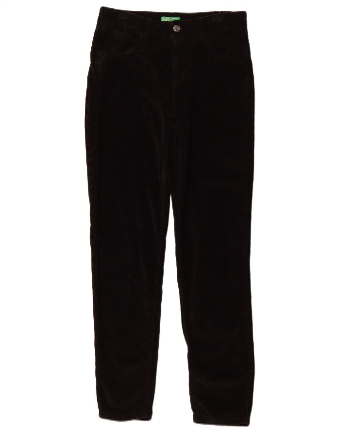 Wąskie spodnie sztruksowe BENETTON UK 8 Small W26 L27 Czarna bawełna