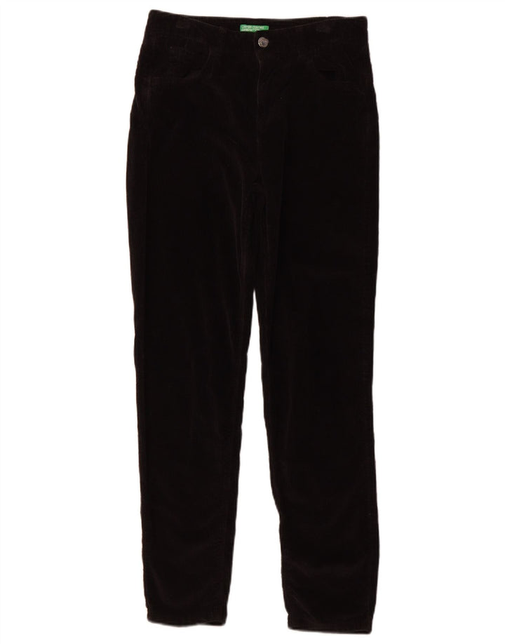 Wąskie spodnie sztruksowe BENETTON UK 8 Small W26 L27 Czarna bawełna