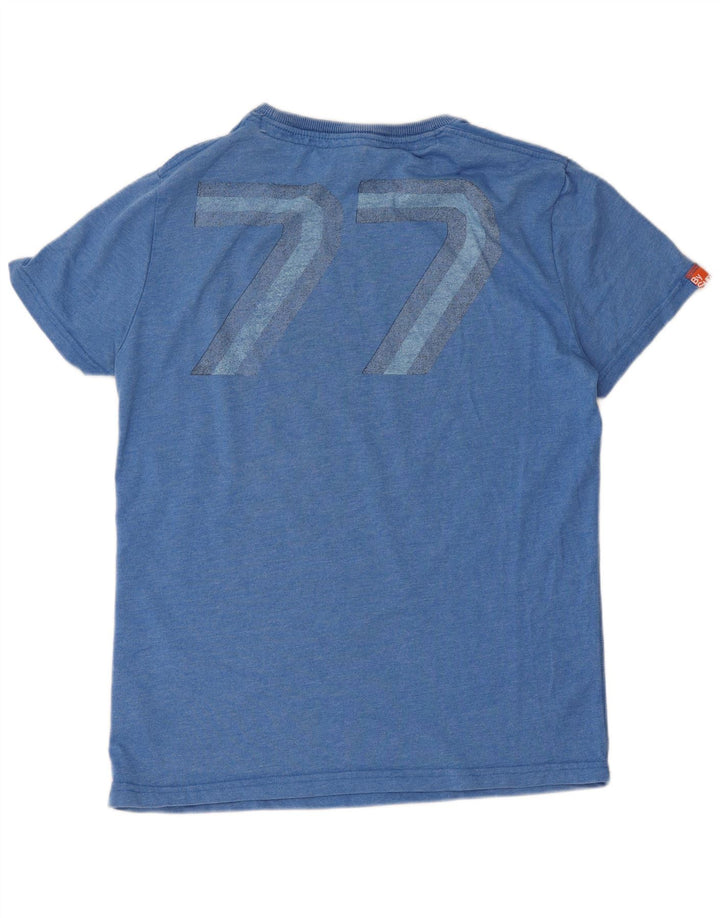 Męski T-shirt z grafiką Superdry, średni niebieski poliester
