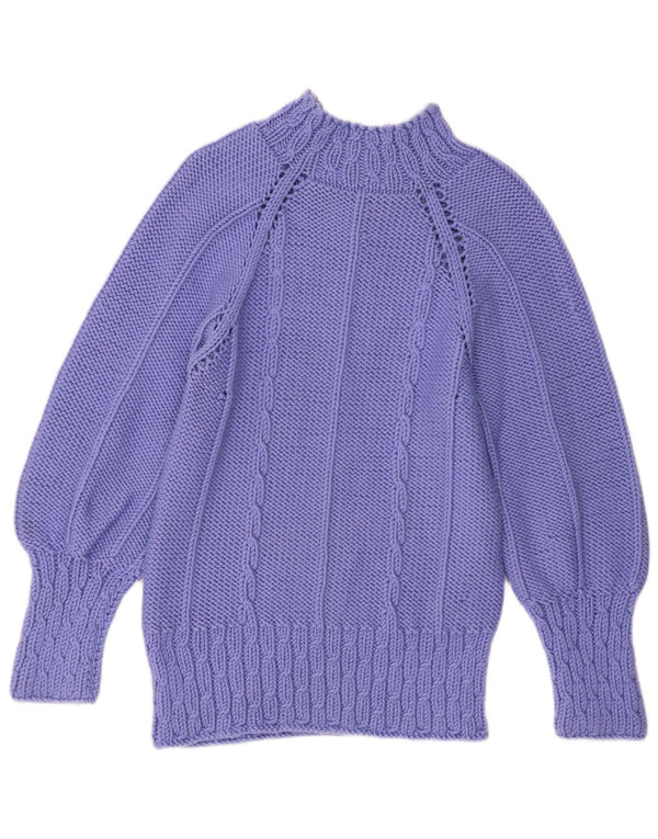 Sweter damski w stylu vintage z golfem UK 16, duży fioletowy