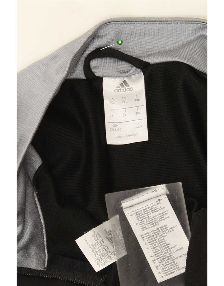 Adidas Męska bluza dresowa Top 2XL Czarny poliester z blokami kolorów