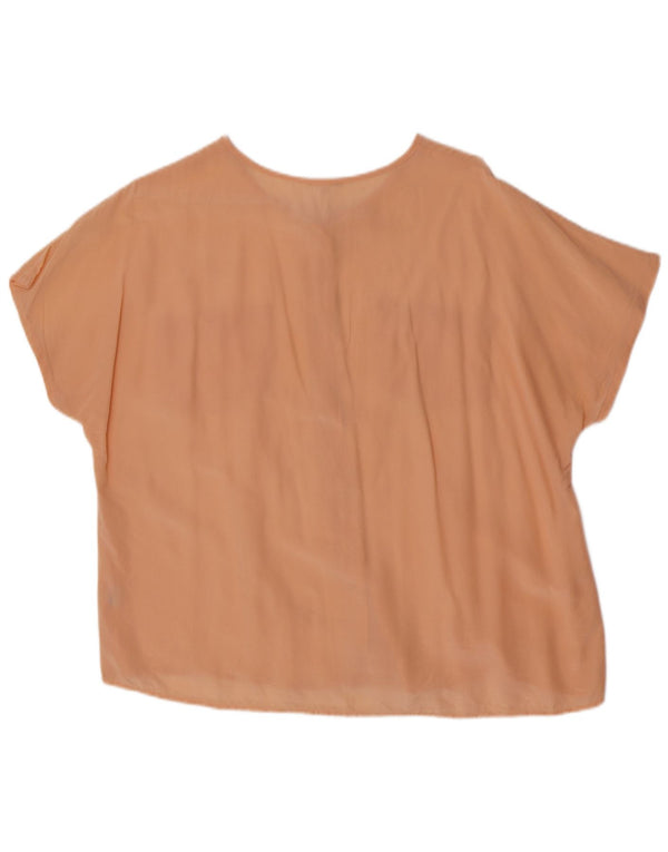 Bluzka damska z krótkim rękawem w stylu vintage, UK 18 XL, różowy jedwab