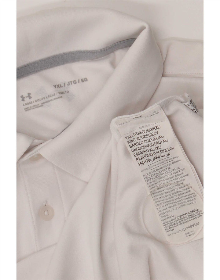 Chłopięca koszulka polo Under Armour 13-14 lat XL, biała, poliestrowa
