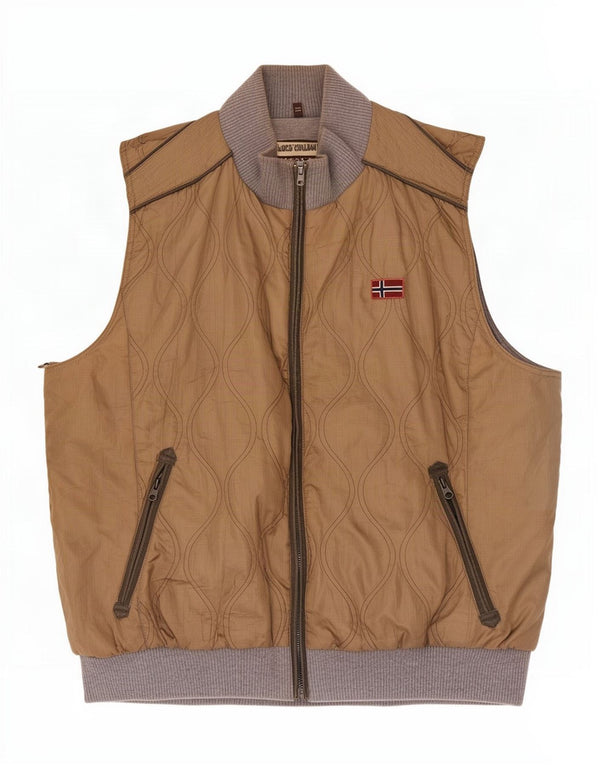 Męska pikowana kamizelka Napapijri UK 46 3XL Beżowy poliester z blokami kolorów