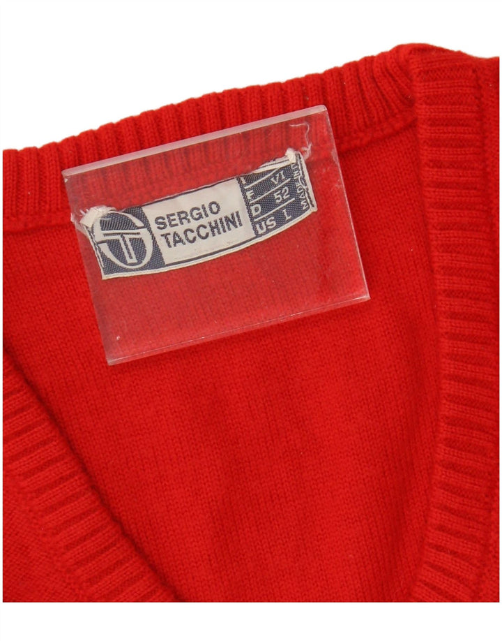 SERGIO TACCHINI Damski sweter z dekoltem w kształcie litery V, UK 14, duży czerwony