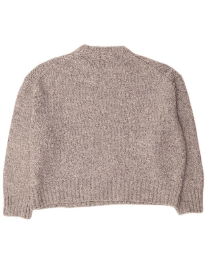 Damski sweter oversize z wycięciem pod szyją Zara UK 14 Średni szary akryl