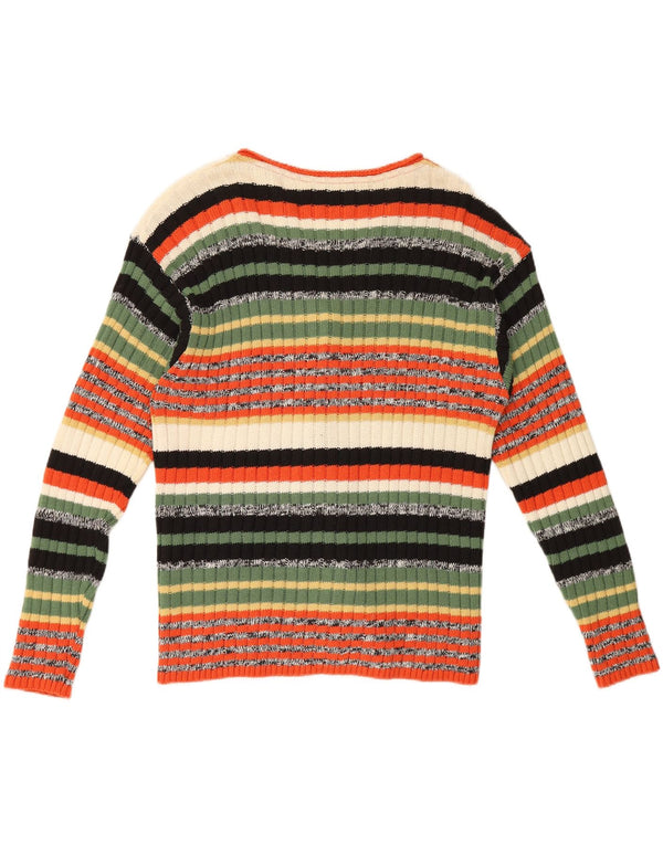 Sweter damski w stylu vintage, UK 16, duży, wielobarwny, wełniany w paski