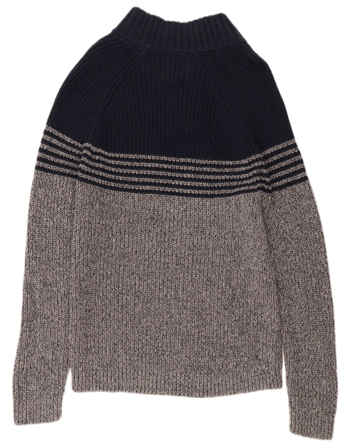 WHITE STUFF Damski sweter zapinany na guziki UK 16, duży, szary, z blokami kolorów