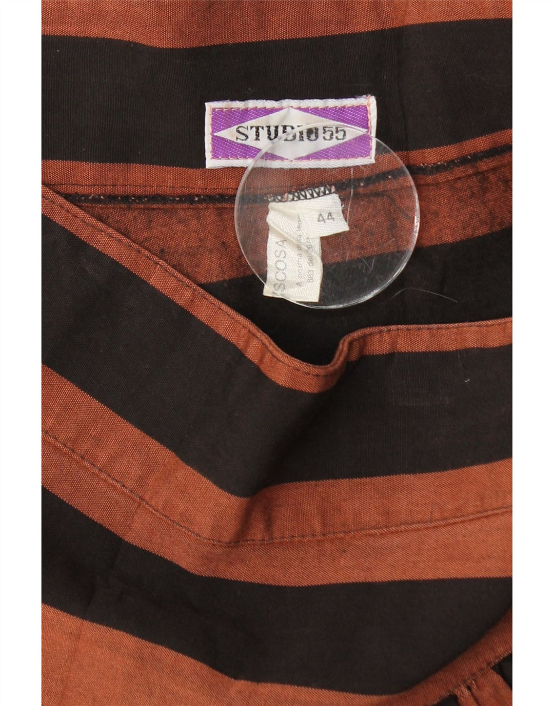 VINTAGE Damska mini plisowana spódnica IT 44 Medium W28 Brązowa wiskoza w paski