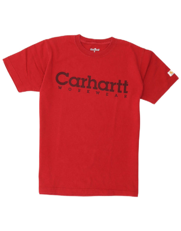 Męski T-shirt z grafiką Carhartt, mały, czerwony, bawełniany