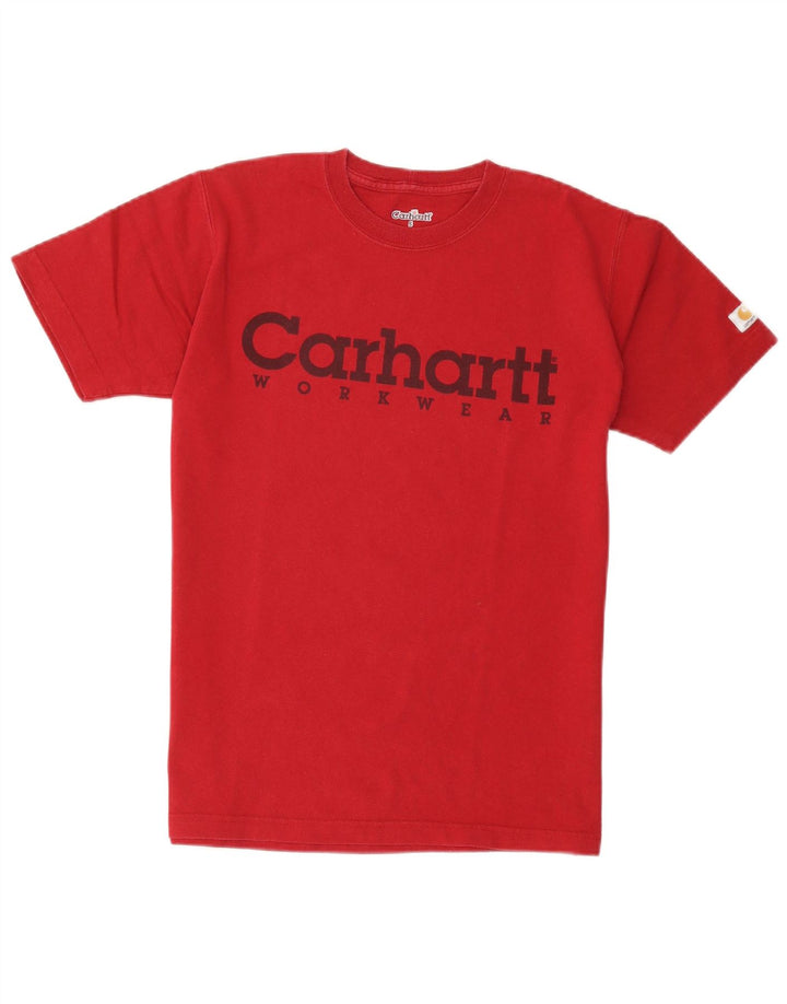 Męski T-shirt z grafiką Carhartt, mały, czerwony, bawełniany
