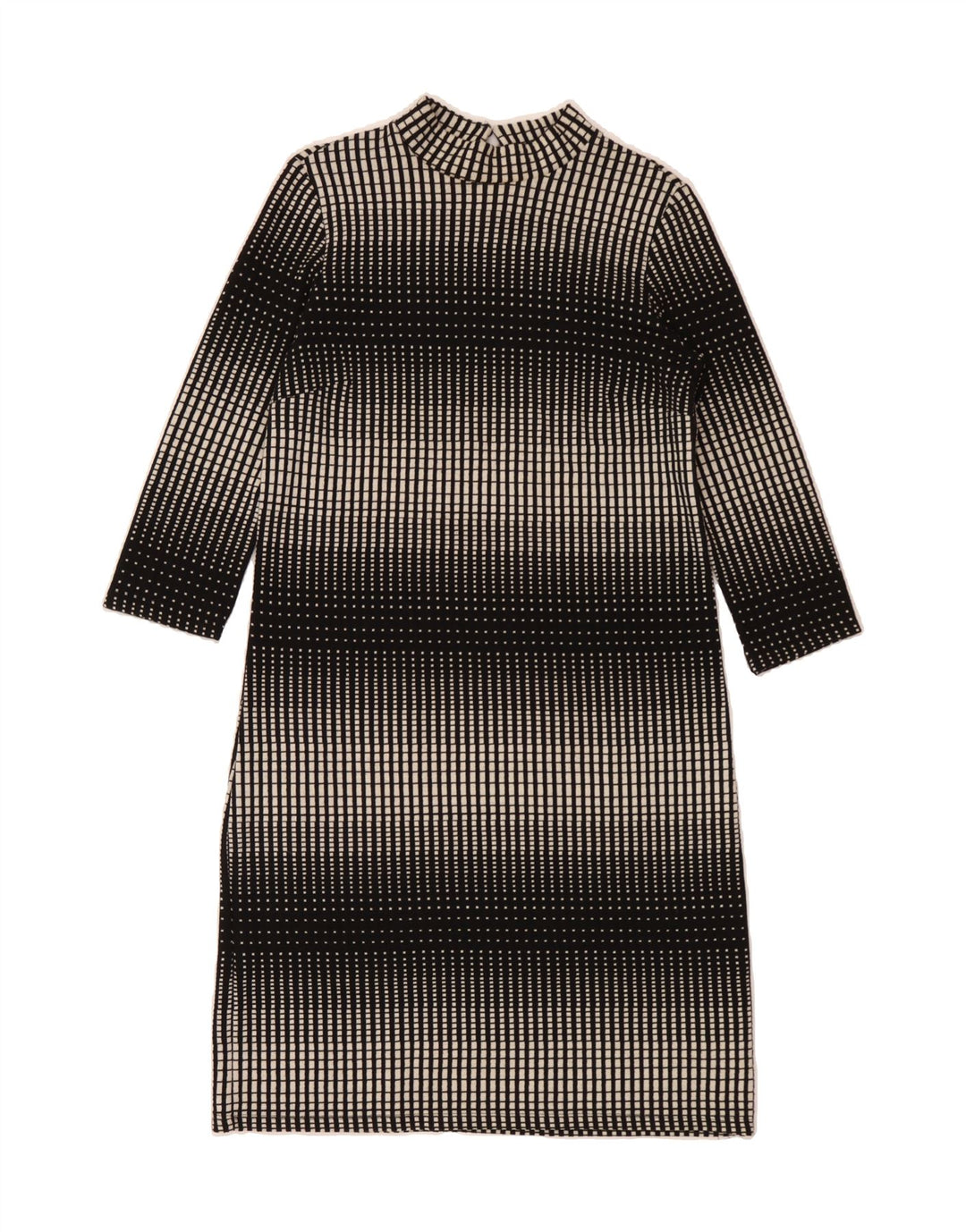 VINTAGE Womens 3/4 Sleeve Shift Dress IT 42 Medium Black Check Polyester Vintage Vintage and Second-Hand Vintage from Messina Hembry 