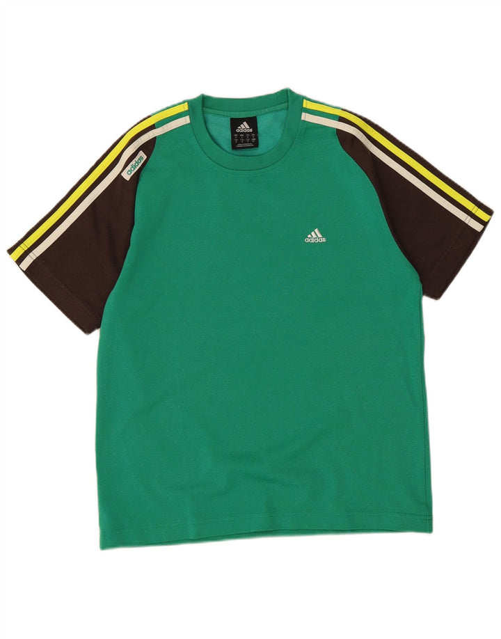 Adidas Męski T-Shirt Top Średni Zielony Kolor Blokowy Bawełniany