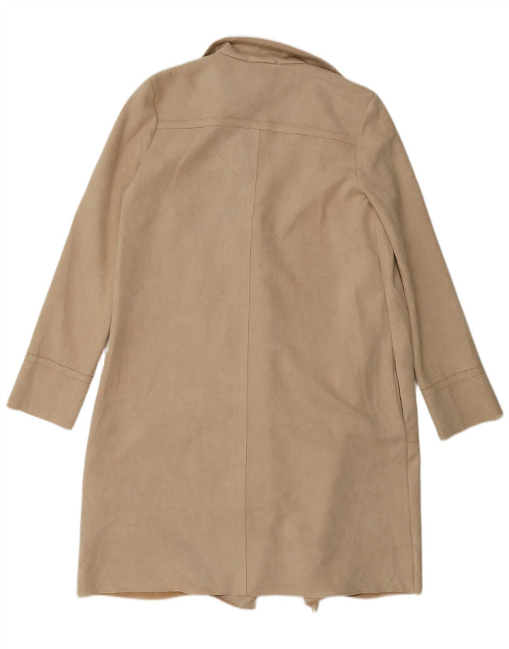 Zara damski otwarty płaszcz oversize UK 10 mały beżowy poliester