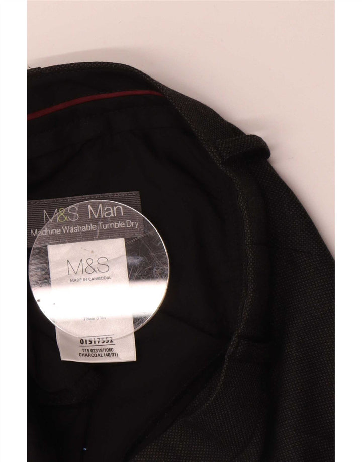 Marks & Spencer Męskie proste spodnie garniturowe W40 L31 Szary poliester