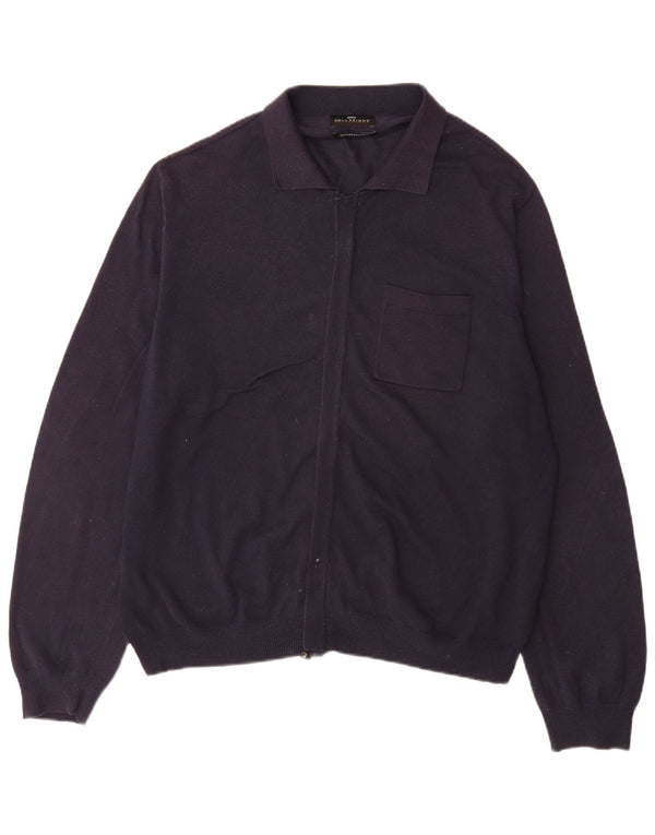 Marks & Spencer Męski sweter rozpinany XL, granatowy, bawełniany