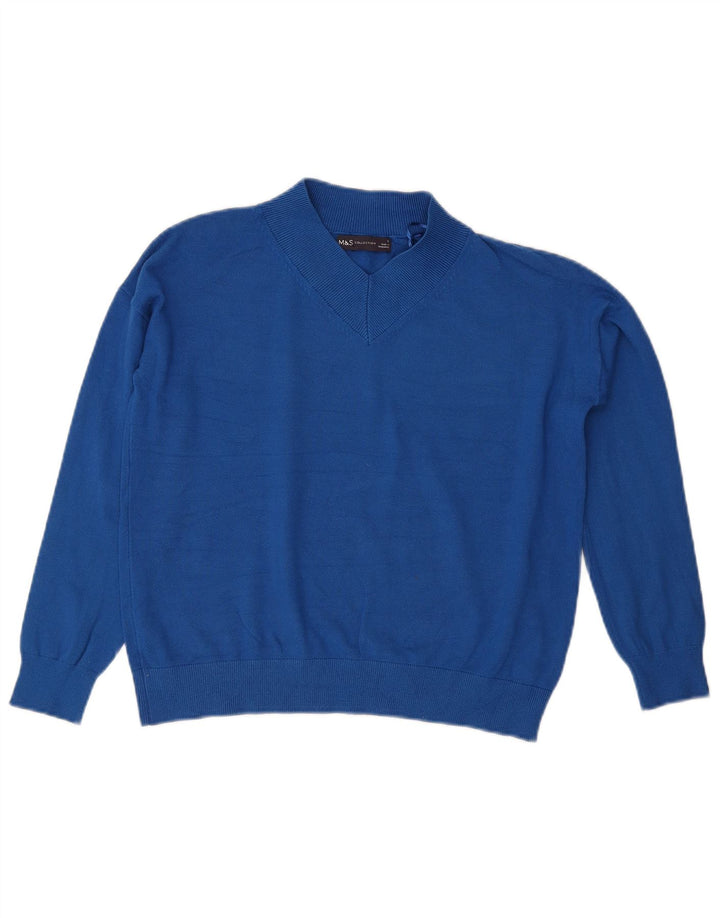 Marks & Spencer Damski sweter z dekoltem w kształcie litery V, UK 10, mały niebieski