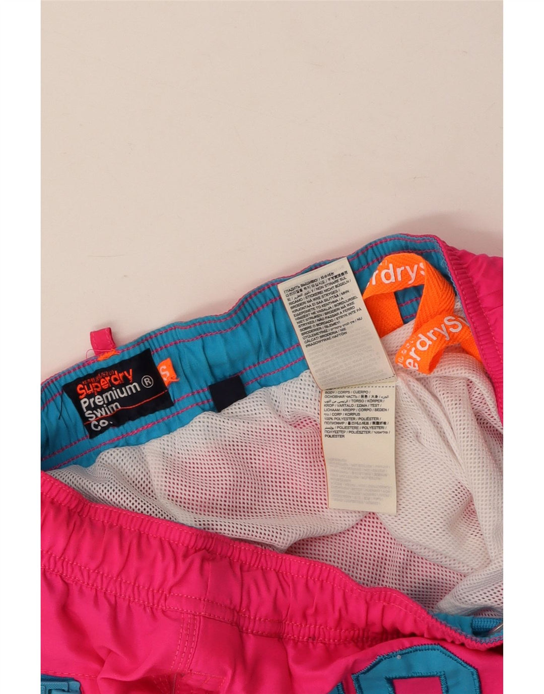 Damskie spodenki kąpielowe SUPERDRY z grafiką UK 10, mały, różowy poliester