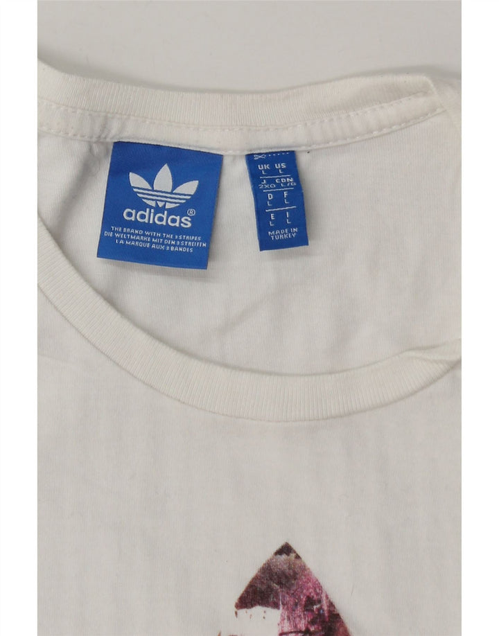 Męska koszulka z grafiką Adidas, duża, biała