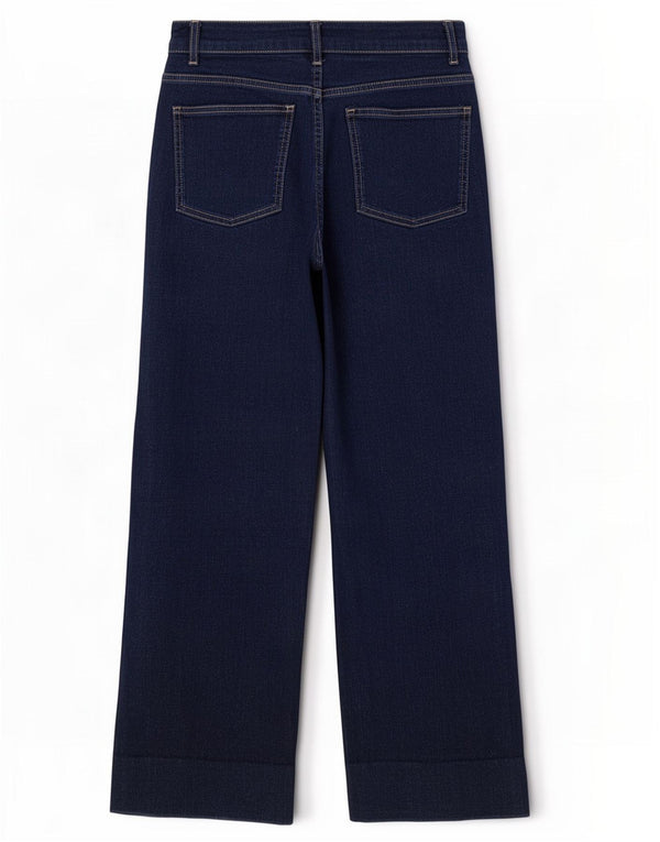 Dżinsy damskie MINT VELVET z wysokim stanem i szeroką nogawką UK 10 Small W26 L29 Granatowe