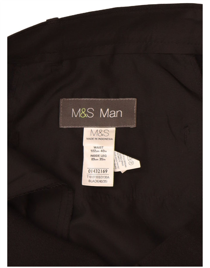 Marks & Spencer Męskie proste spodnie chino W40 L35 Czarny poliester