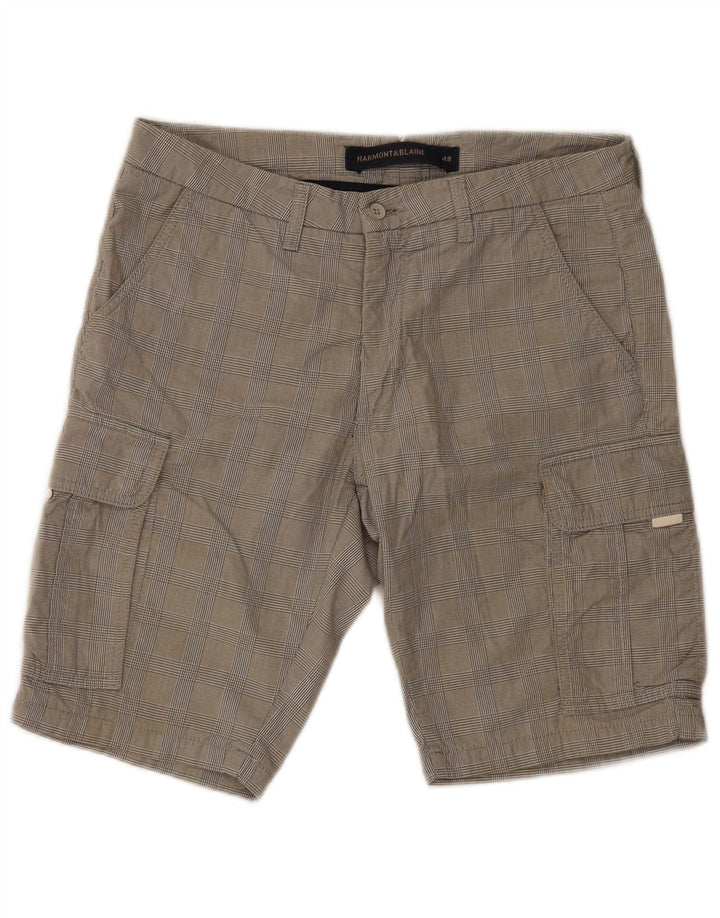 Męskie spodenki cargo Harmont & Blaine IT 48 Medium W30 Szara bawełniana krata