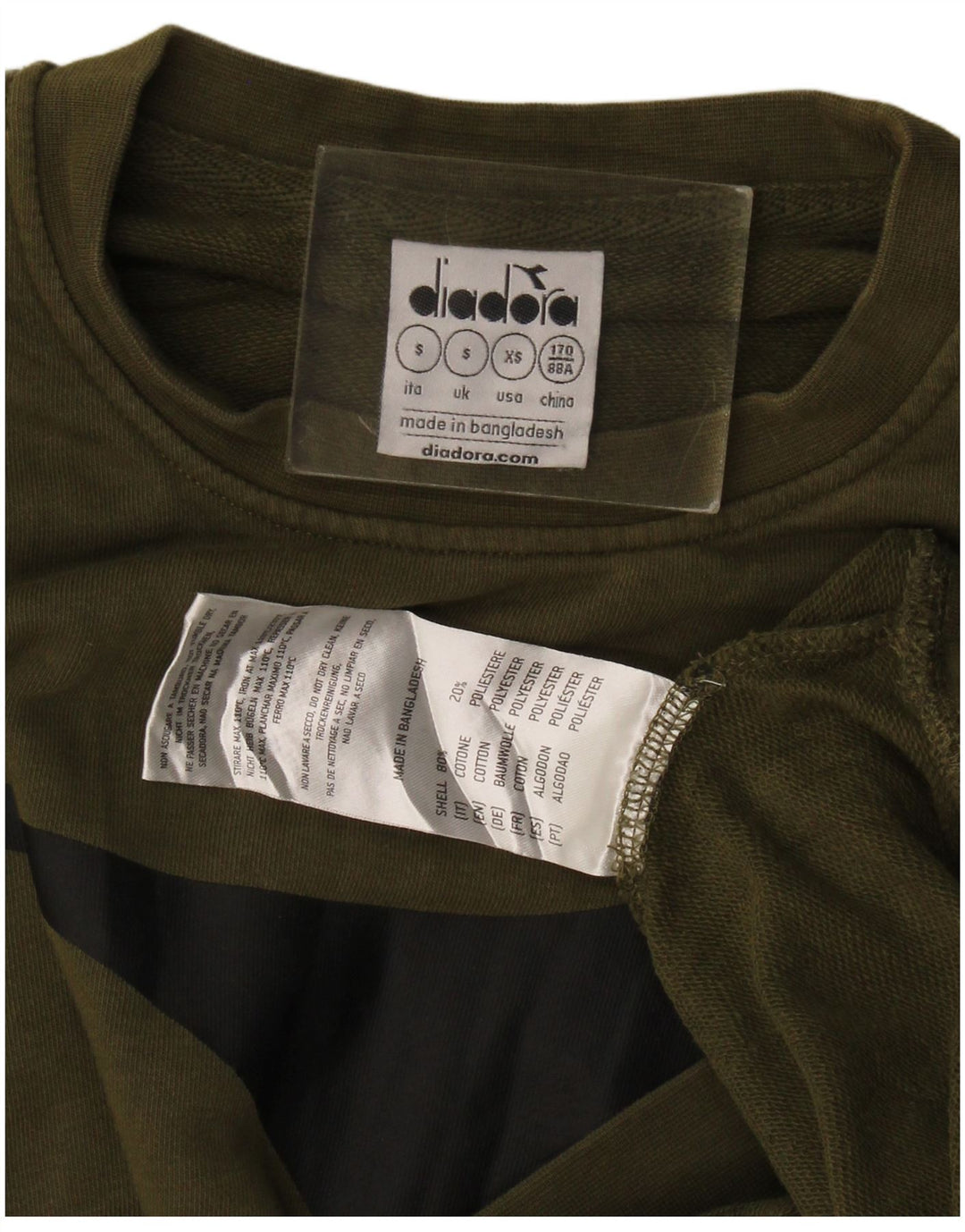 Męska bluza z grafiką Diadora, mała, bawełniana khaki