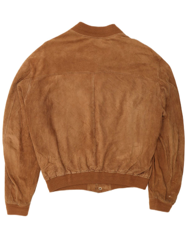 Vintage męska zamszowa kurtka bomber UK 40, duża brązowa