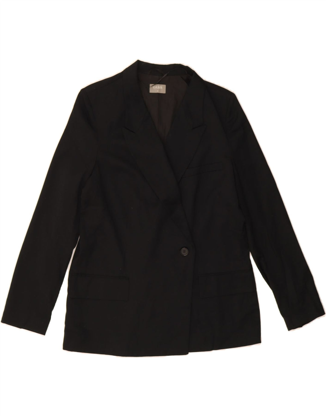 OASIS Womens 1 Button Blazer Jacket UK 14 Large Black Polyester Vintage Oasis and Second-Hand Oasis from Messina Hembry 