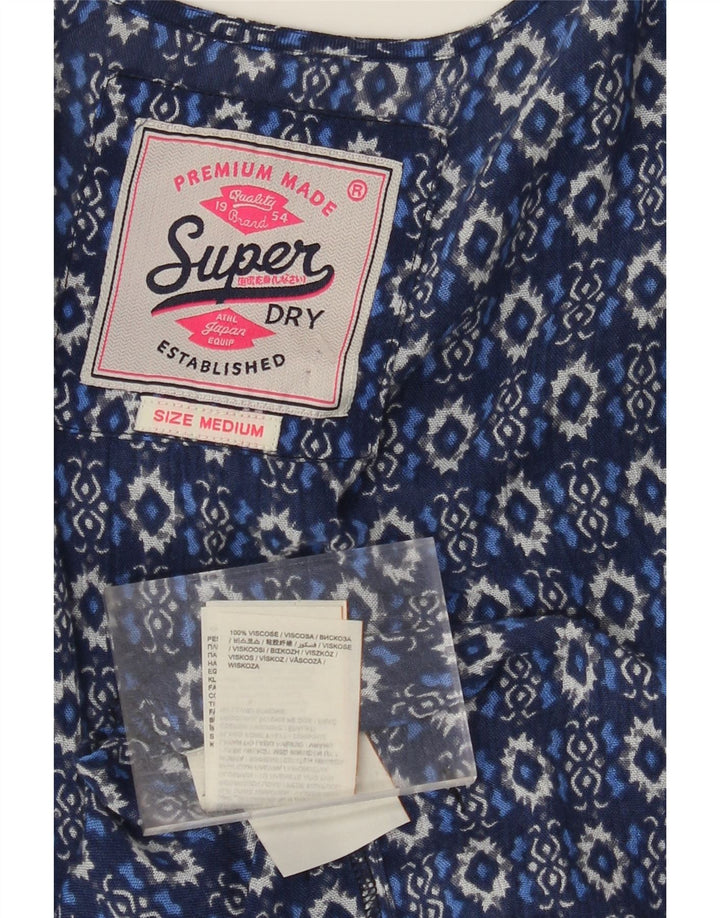 SUPERDRY Damski kardigan z długim rękawem i rękawami 3/4 UK 14, średni niebieski Paisley