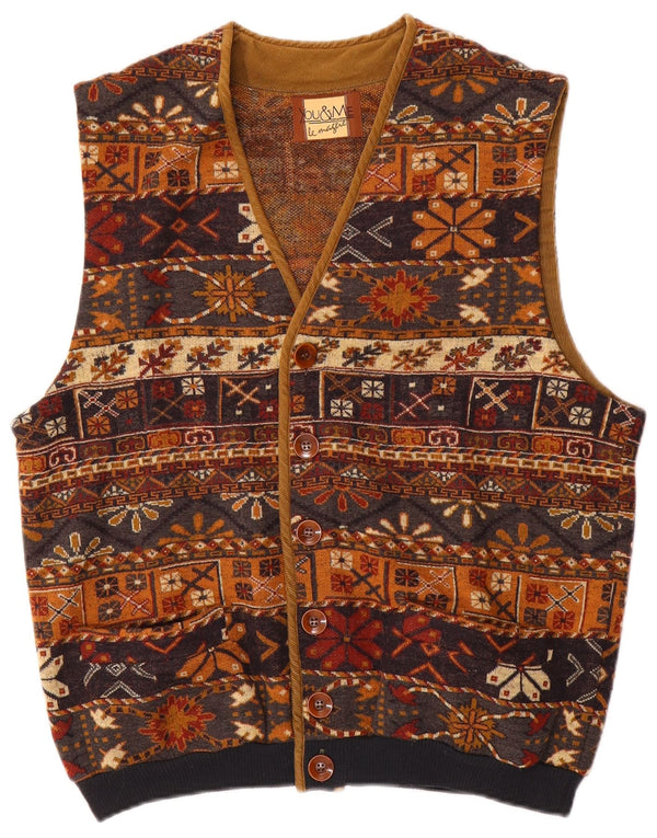 Kamizelka męska Vintage UK 38 Średniobrązowa wełna Fair Isle