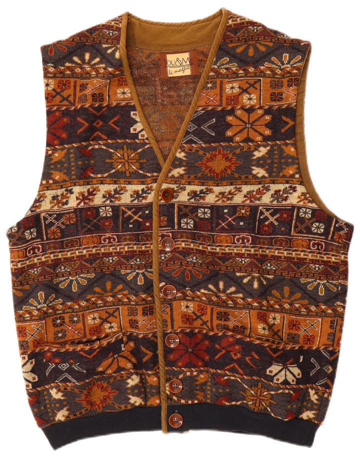 Kamizelka męska Vintage UK 38 Średniobrązowa wełna Fair Isle