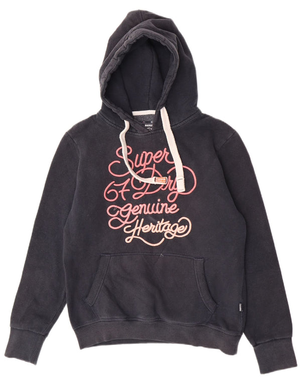 Damski sweter z kapturem Superdry Graphic UK 14, duży, granatowy, bawełniany