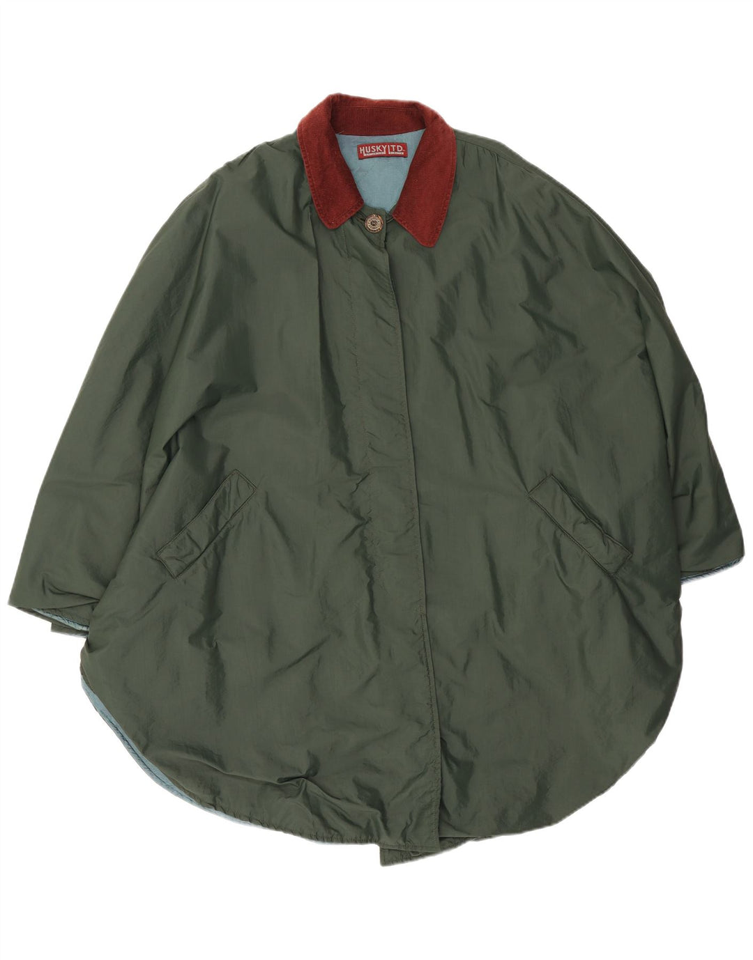 Damski płaszcz ponczo oversize Husky w jednym rozmiarze, zielony