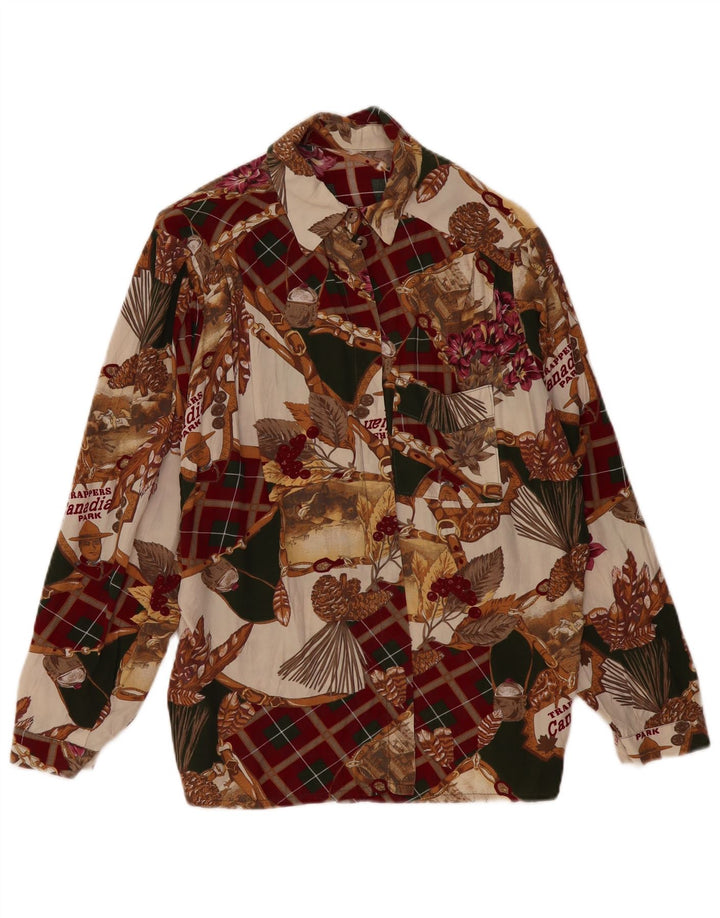 Damska bluzka koszulowa VINTAGE w abstrakcyjny wzór UK 18 XL, wielobarwna