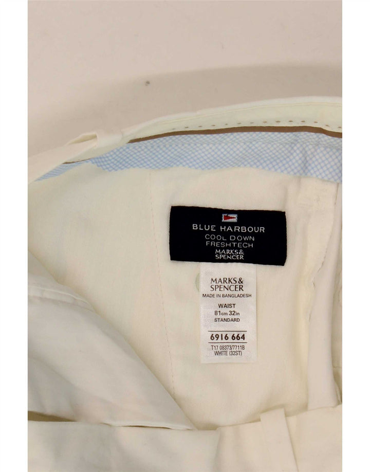 Marks & Spencer Damskie spodenki Chino Blue Harbor W32, duże, białe, bawełniane
