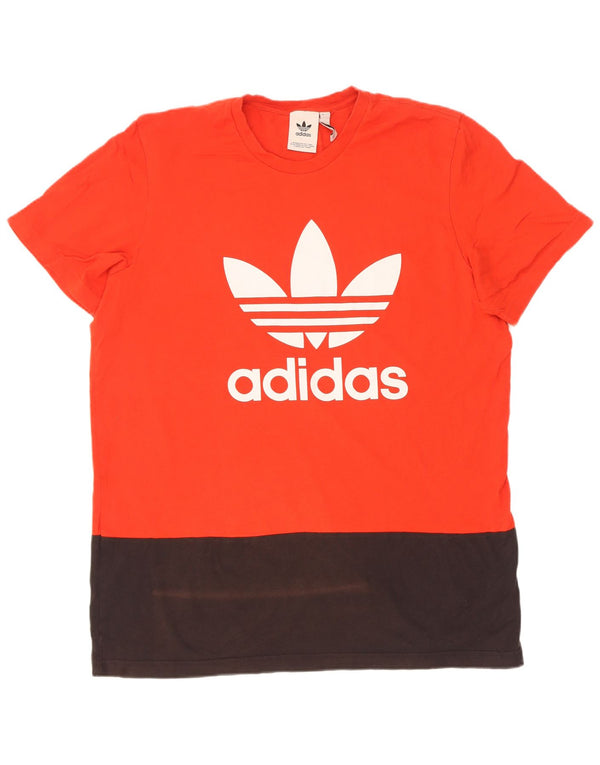 Adidas Męska koszulka graficzna Top XL, czerwona, bawełniana z blokami kolorów